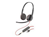 Poly Blackwire 3225 - Blackwire 3200 Series - headset - on-ear - wired - active noise canceling - USB, 3.5 mm jack - black - Skype Certified, Avaya Certified, Cisco Jabber Certified