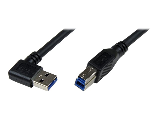 Image of StarTech.com 1m Black SuperSpeed USB 3.0 Cable - Right Angle A to B - 3 ft USB 3 Cable - Right Angle USB 3.0 A (M) to USB 3.0 B (M) (USB3SAB1MRA) - USB cable - USB Type B to USB Type A - 1 m