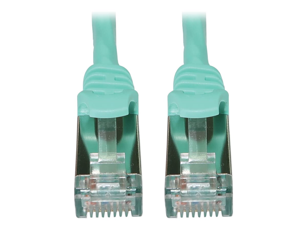 Eaton Tripp Lite Series Cat6a 10G Snagless Shielded Slim STP Ethernet Cable (RJ45 M/M), PoE, Aqua, 15 ft. (4.6 m)