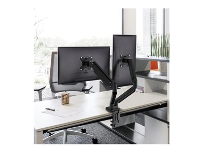 DELTACO Office ARM-035 - Mounting kit (desk clamp mount, 2 VESA adapters,  desk grommet, 2 monitor arms) - for 2 LCD displays - aluminium - black -  screen size: 17-32 (ARM-0351) for business | Atea eShop