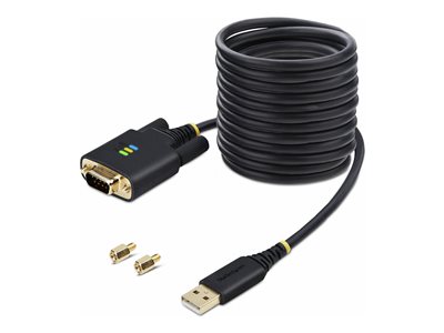 StarTech.com 10ft (3m) USB to Serial Adapter Cable, Interchangeable DB9 Screws/Nuts, COM Retention, USB-A to DB9 RS232, FTDI IC, Level-4 ESD Protection, Windows/macOS/ChromeOS/Linux