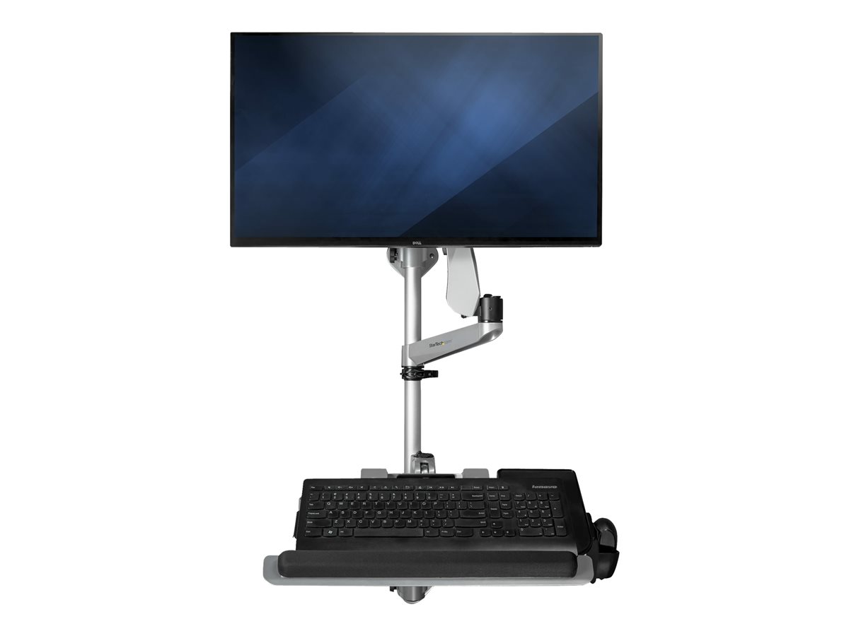 StarTech.com Wall Mount Workstation, Articulating Standing Desk w/ Ergonomic Height Adjustable Monitor Arm & Padded Keyboard Tray, 34" VESA Display, Foldable Wall Mounted Sit Stand Desk - Foldable Standing Desk (WALLSTSI1) montážní sada - pro LCD displej / klávesnice / myš - stříbrná - kompatibilní s TAA – foto 7