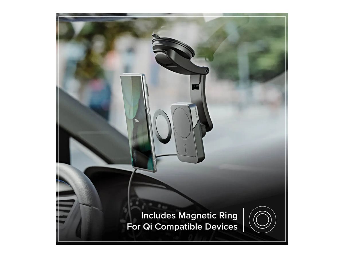 ALOGIC Matrix+ Wireless Car Charger with Power Bank and Air Vent / Dashboard Mount - Black - A-MSPBCMDM
