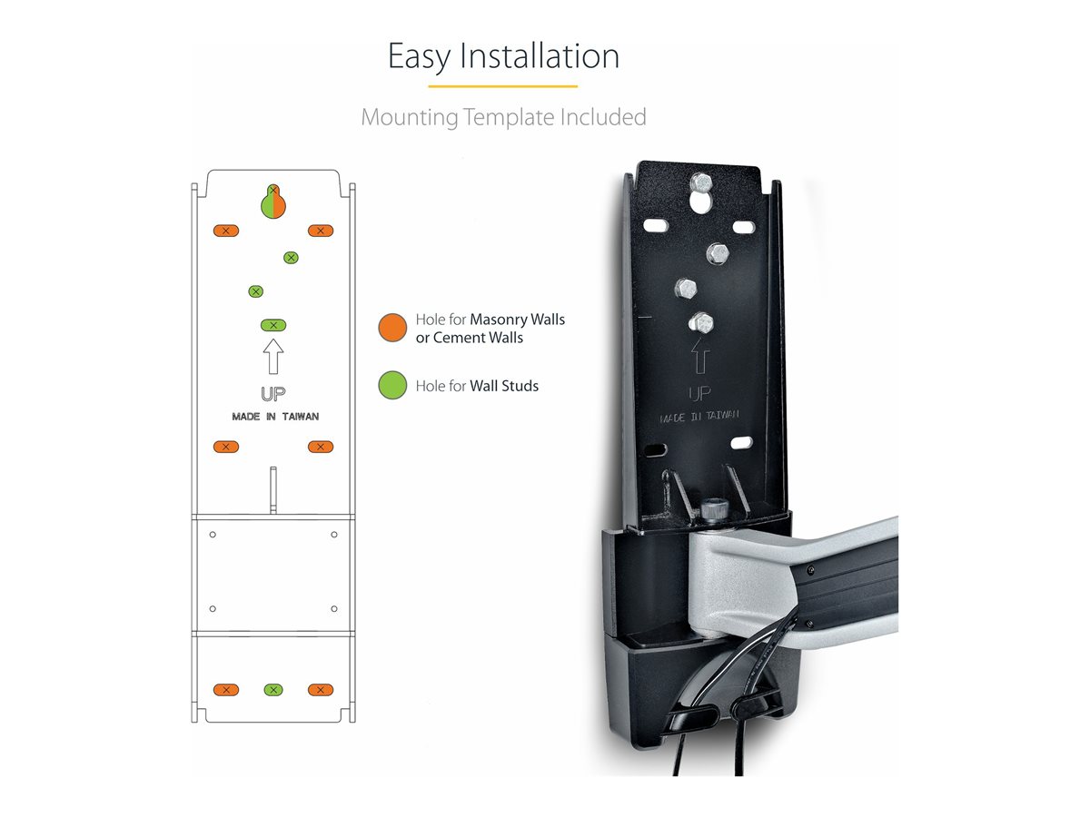 StarTech.com Articulating TV Wall Mount, VESA Wall Mount Supports 65 inch/99lb/Flat/Curved TVs, Retractable Low Profile Wall Mount TV Bracket, Adjustable Corner TV Wall Mount, Swivel/Rotation/Tilt (TV-WALL-MOUNT-65FS) montážní sada - kloubový - pro zakřivený / plochý panel - nízký profil - černá, stříbrná - kompatibilní s TAA – foto 7