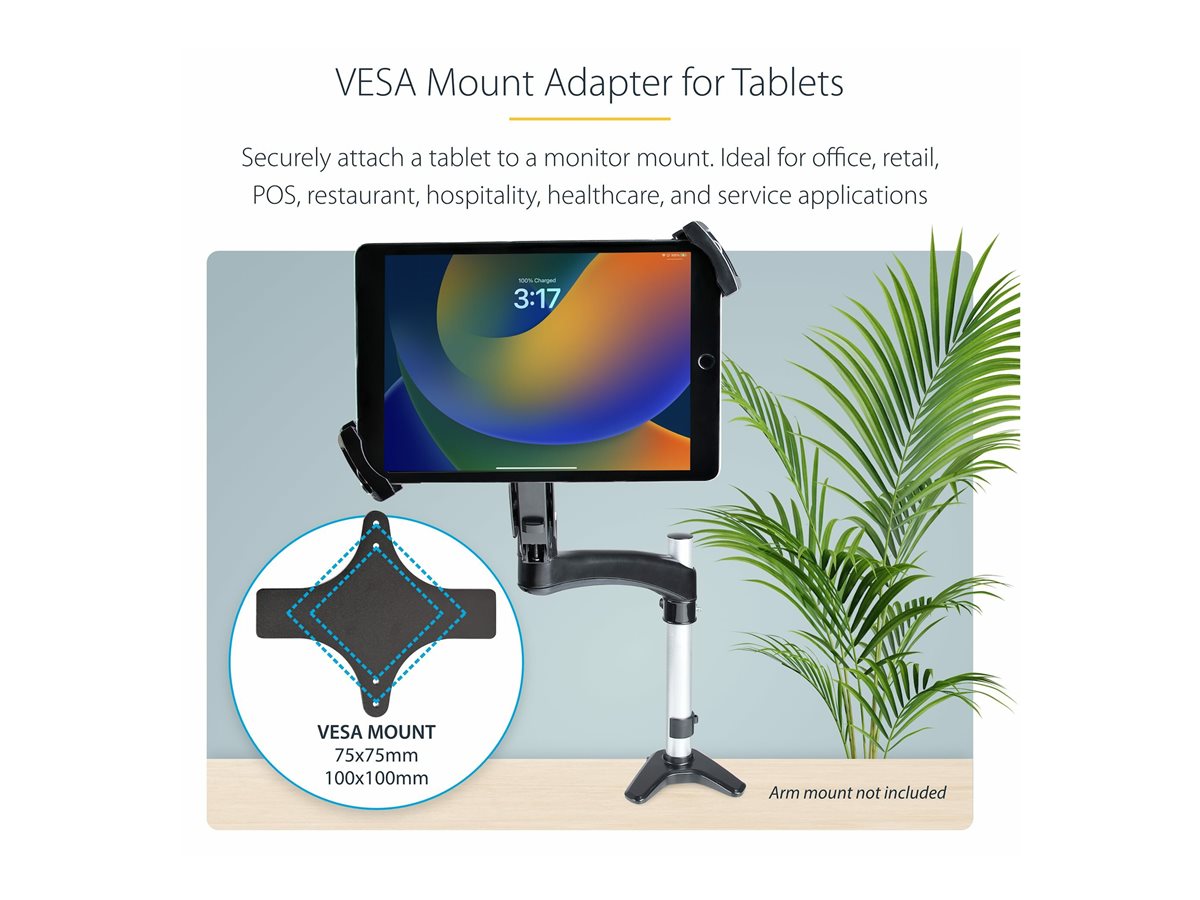 StarTech.com VESA Mount Adapter for Tablets 7.9 to 12.5in - Up to 2kg (4.4lb) - 75x75/100x100 VESA Patterns - Universal Anti-Theft Tablet VESA Mount Clamp - Secure Tablet Mount - Black montážní sada - pro tablet - černá – foto 13
