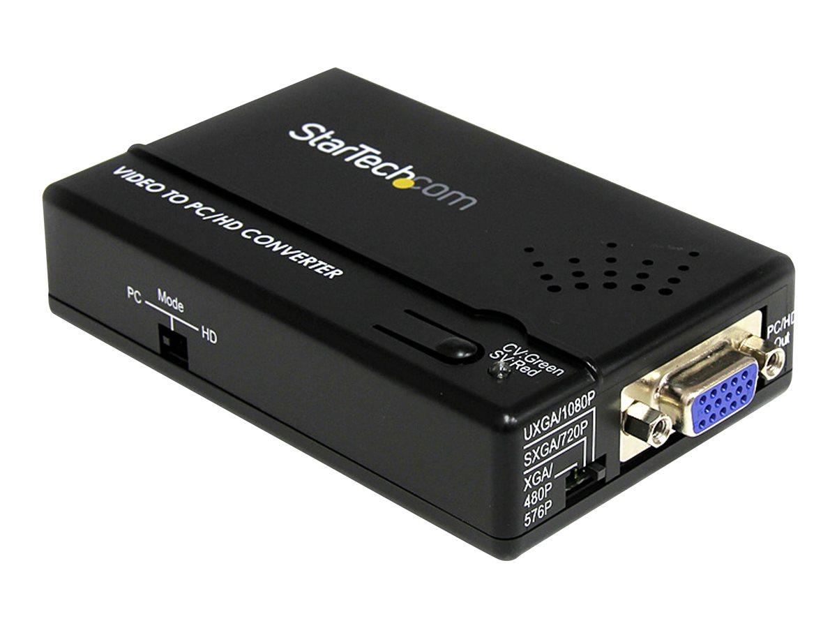 StarTech.com Composite and S-Video to VGA Video Scan Converter - composite to VGA - scan Converter - s-Video to VGA (VID2VGATV2) - nástroj pro převod videa - černá