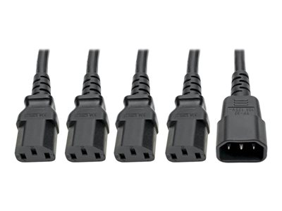 Tripp Lite Y Splitter Computer Power Cord 10A 18AWG C14 to 4xC13 Black 18in