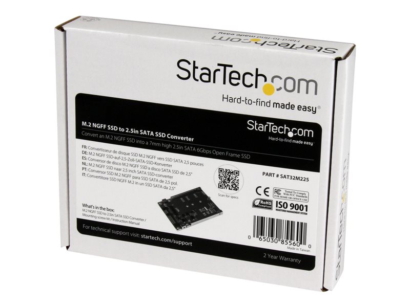 StarTech.fr Adaptateur SSD M.2 NGFF vers SATA - Convertisseur de lecteur à  état solide à montage dans slot d'extension