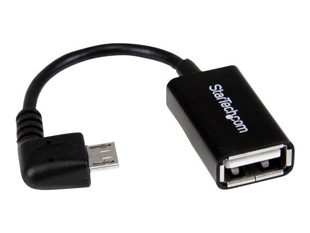 Image of StarTech.com 5in Right Angle Micro USB to USB OTG Host Adapter M/F - Angled Micro USB Male to USB A Female On-The-Go Host Cable Adapter (UUSBOTGRA) - USB adapter - USB to Micro-USB Type B - 12.7 cm