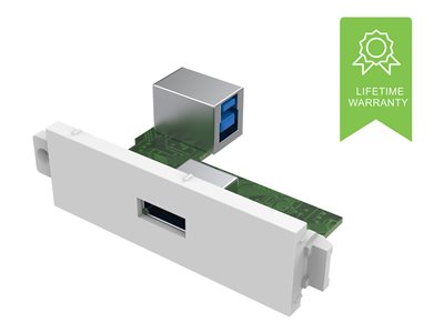 VISION Techconnect Modulare AV-Frontplatte - 30 JAHRE GARANTIE - USB-A (an der Vorderseite) zu B-Modul - eckige Buchse vom Typ B an der Rückseite und Buchse vom Typ A an der Vorderseite - USB 2.0 - kann in Techconnect Rahmen befestigt werden - Kunsts