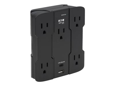 Eaton Tripp Lite Series Safe-IT 5-Outlet Surge Protector, USB-A/USB-C Ports, 5-15P Direct Plug-In, 1050 Joules, Antimicrobial, Black