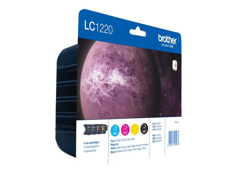Brother Lc1220valbp 4 Pack Black Yellow Cyan Magenta Original Ink Cartridge