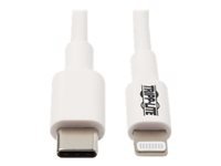 Tripp Lite Lightning to USB C Sync / Charging Cable Apple iPhone iPad USB Type C USB-C USB Type-C 3ft - USB cable - 24 pin USB-C (M) to Lightning (M) - USB 2.0 - 20 V - 3 A - 3 ft - white