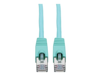 Tripp Lite Cat6a 10G-Certified Snagless Shielded STP Network Patch Cable (RJ45 M/M), PoE, Aqua, 7 ft.