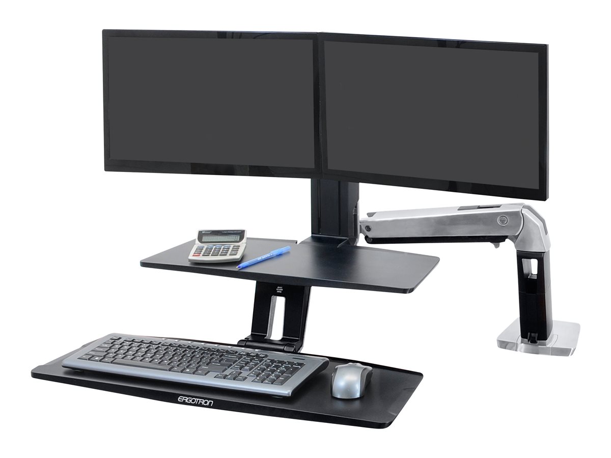 Ergotron WorkFit-A Dual Workstation With Suspended Keyboard - nástavec na stůl - leštěný hliník, černá – foto 4
