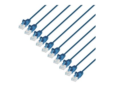 CAT6 U/UTP SLIM NETWORK PATCH CABLE, 7 FT., BLUE, 10-PACK