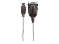 Manhattan USB-A to Serial Converter cable, 45cm, Male to Male, Serial/RS232/COM/DB9, FTDI FT232RL Chip, Black/Silver cable, Three Years Warranty, Polybag - serial adapter - USB - RS-232