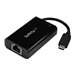 StarTech.com USB C to Gigabit Ethernet Adapter/Converter w/ PD 2.0, 1Gbps USB 3.1 Type C to RJ45/LAN Network w/ Power Delivery Pass Through Charging, TB3 Compatible/ MacBook Pro Chromebook