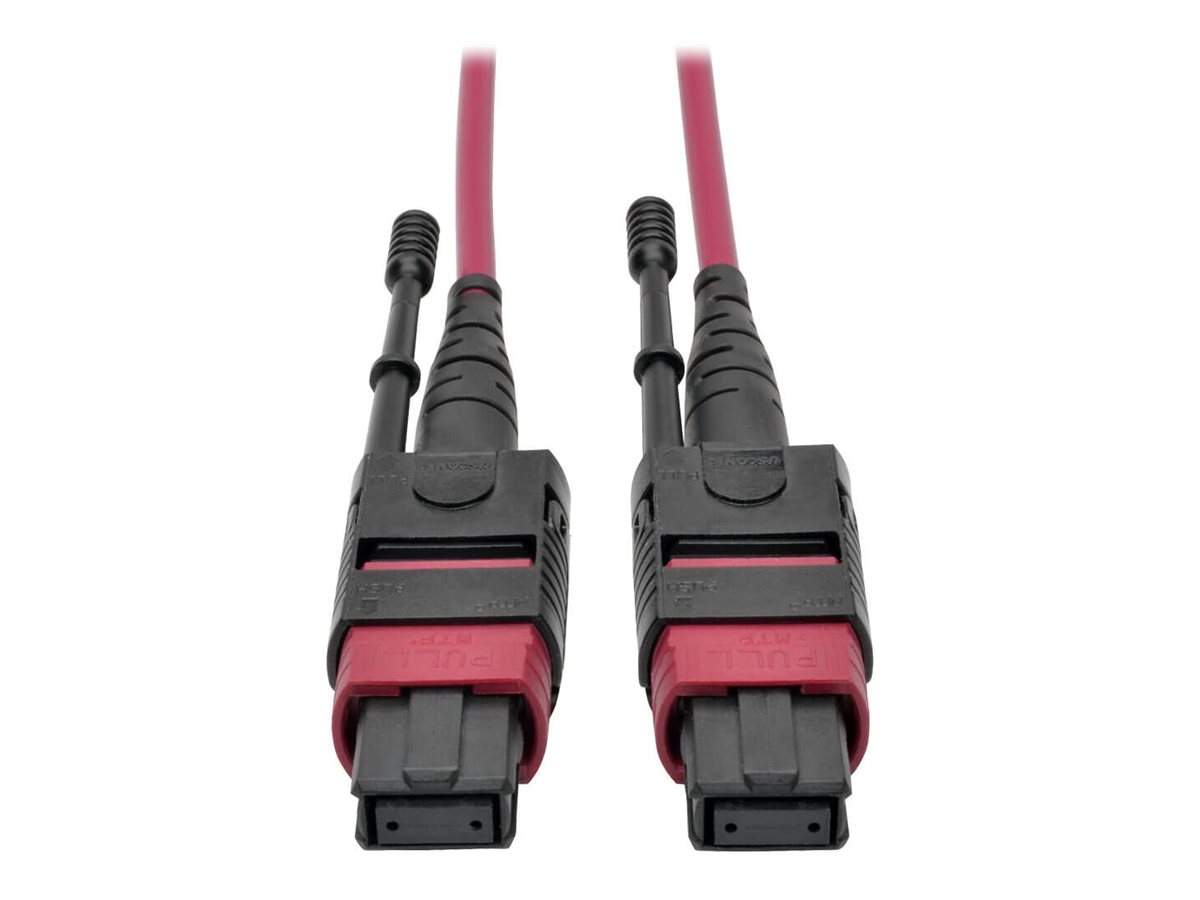Tripp Lite MTP/MPO Multimode Patch Cable, 12 Fiber, 40/100 GbE, 40/100GBASE-SR4, OM4 Plenum-Rated (F/F), Push/Pull Tab, Magenta, 5 m (16.4 ft.)