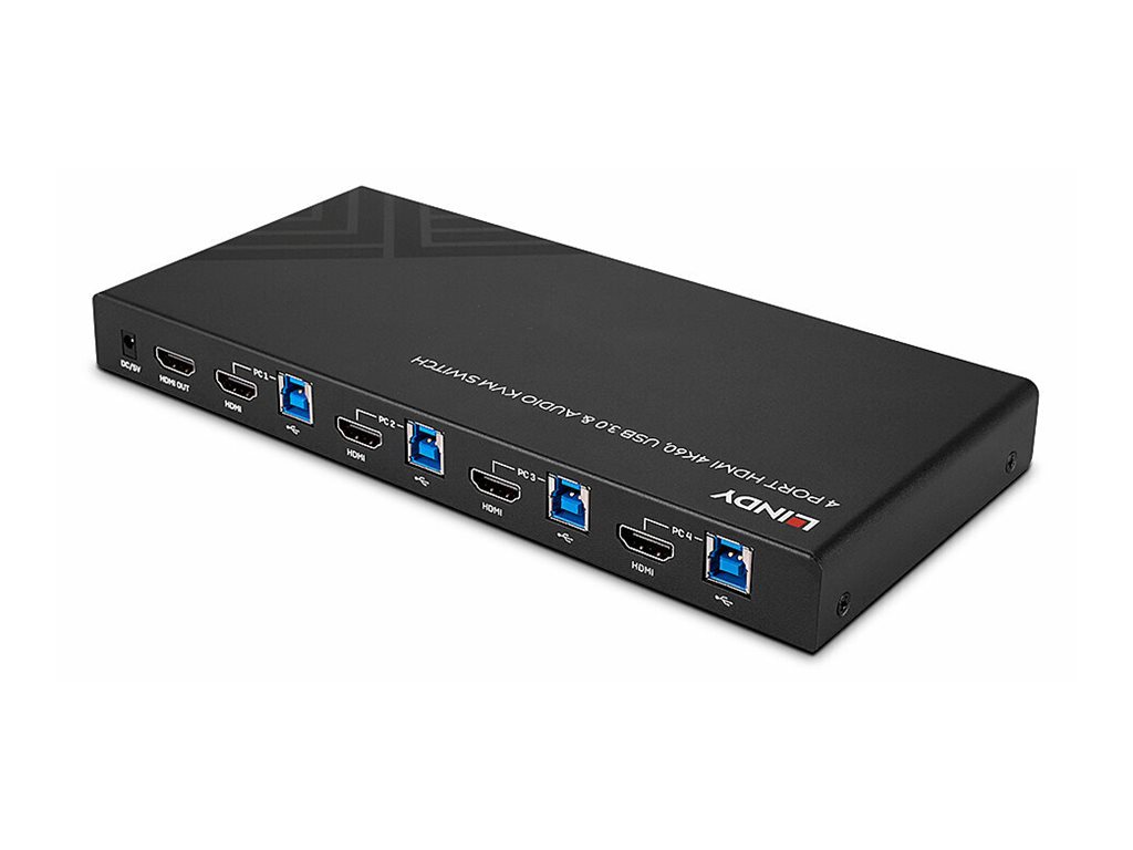 LINDY KVM Switch HDMI 4K60, USB 3.0 & Audio, 4 Port