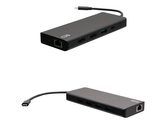 C2G USB C Docking Station - Dual Monitor Docking Station with 4K HDMI, USB, Ethernet, and AUX - Power Delivery up to 60W - dokovací stanice - USB-C / Thunderbolt 3 - 2 x HDMI - 1GbE - kompatibilní s TAA – foto 5