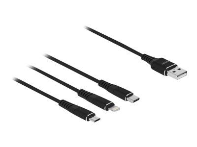 DELOCK USB Ladekabel 3 in 1 1m schwarz