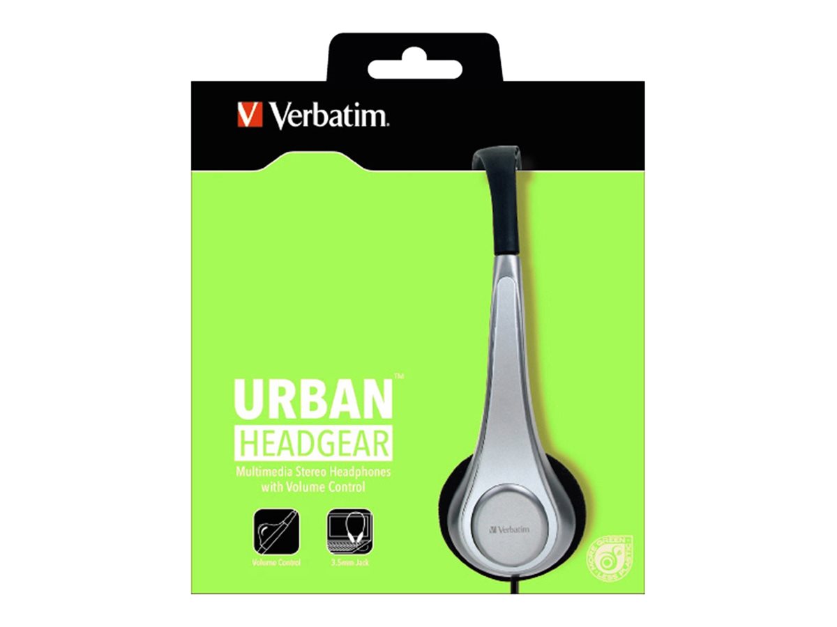 Verbatim Multimedia Headset with Volume Control Package view Front 77850