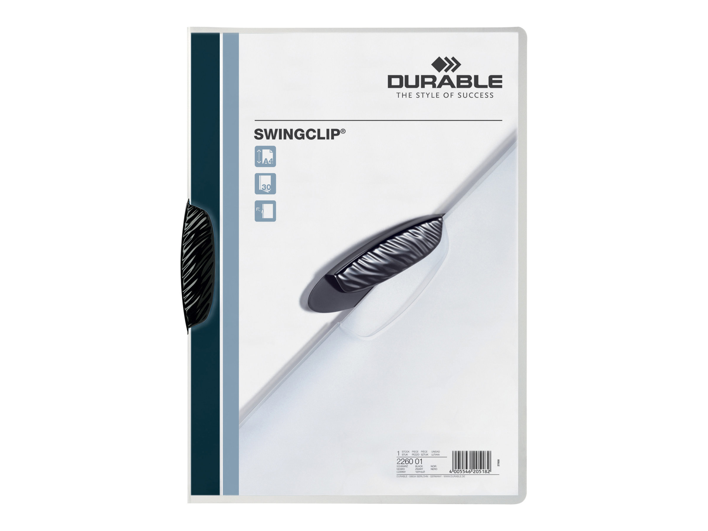 Durable Swingclip Clip File For A4 Capacity 30 Sheets Transparent With Black Clip Durable Swingclip Clip File For A4 Capacity 30 Sheets Transparent With Black Clip
