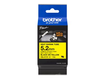 BROTHER Heat Shrink Tube Black on Yellow
