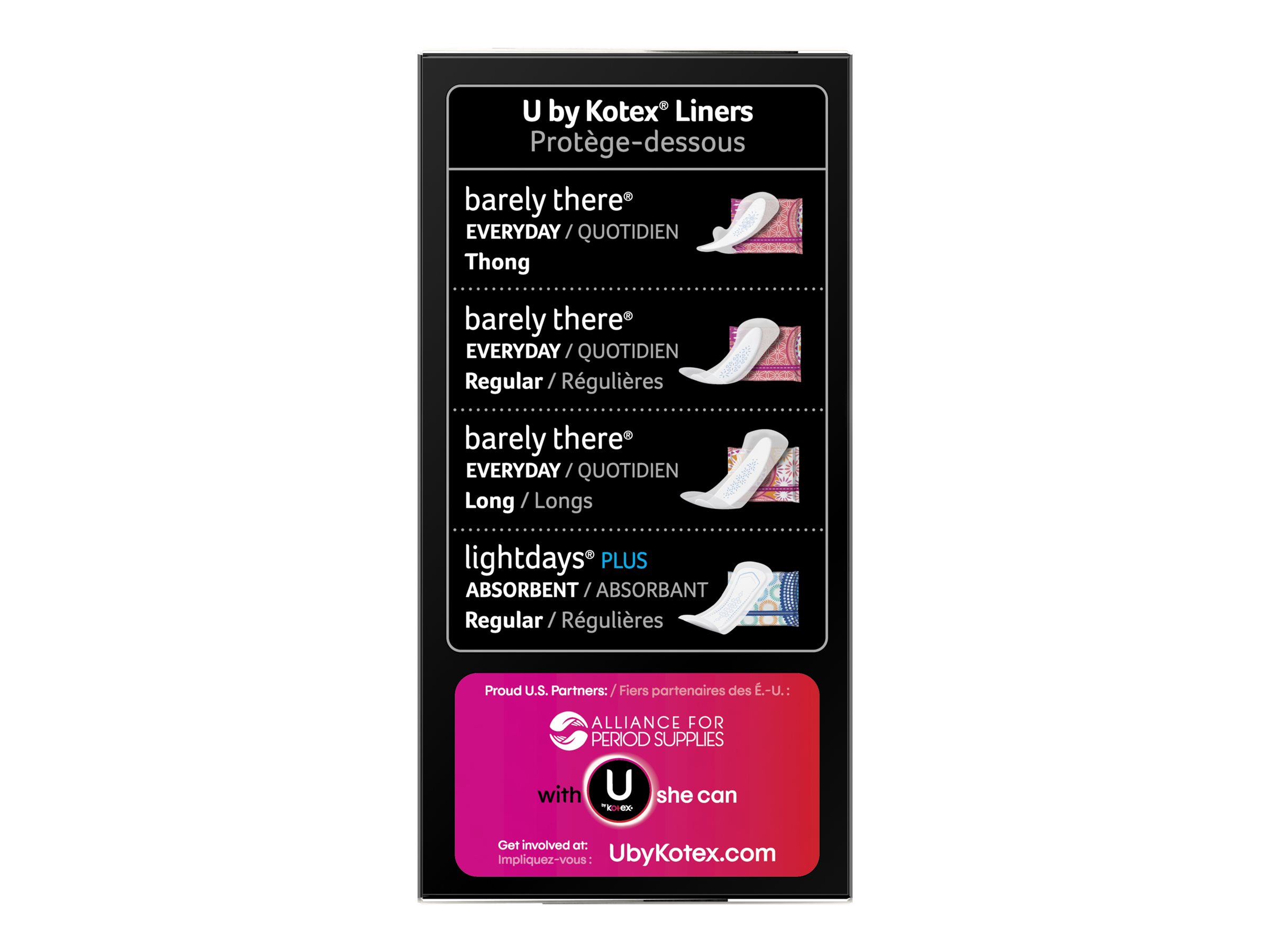 U by Kotex Balance Daily Wrapped Thong Panty Liners, Light Absorbency,  Regular Length, 50 Count 50 ct