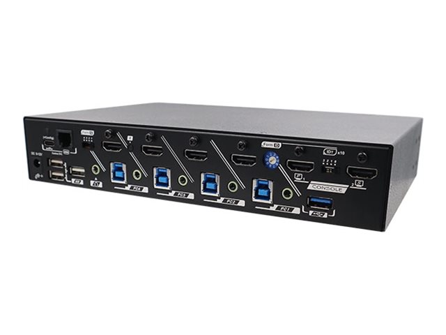 Rextron QSBM-3214 KVM switch true 4K HDMI with seamless switching mouse roaming scaler Product shot Right-angle 79400
