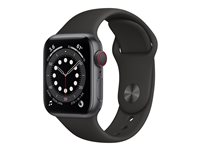 Apple Watch Series 6 (GPS + Cellular) - rymdgrå aluminium - smart klocka med sportband - svart - 32 GB