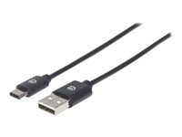 Manhattan USB 2.0 USB Type-C kabel 1m Sort
