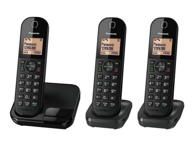 Panasonic Kx Tgc413eb Cordless Phone With Caller Id Call Waiting 2 Additional Handsets 3 Way Call Capability