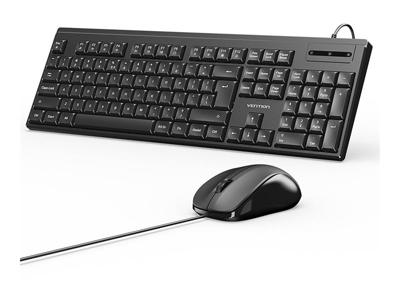 Vention, keyboard and mouse set, silent full size, QWERTY, English, black Input Device