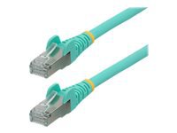 StarTech.com 2ft LSZH CAT6a Ethernet Cable, Aqua, 10 Gigabit Snagless RJ45 100W PoE Patch Cord, CAT 6A 10GbE 27AWG S/FTP Network Cable w/Strain Relief, ETL - Low Smoke Zero Halogen Category 6A (NLAQ-2F-CAT6A-PATCH)