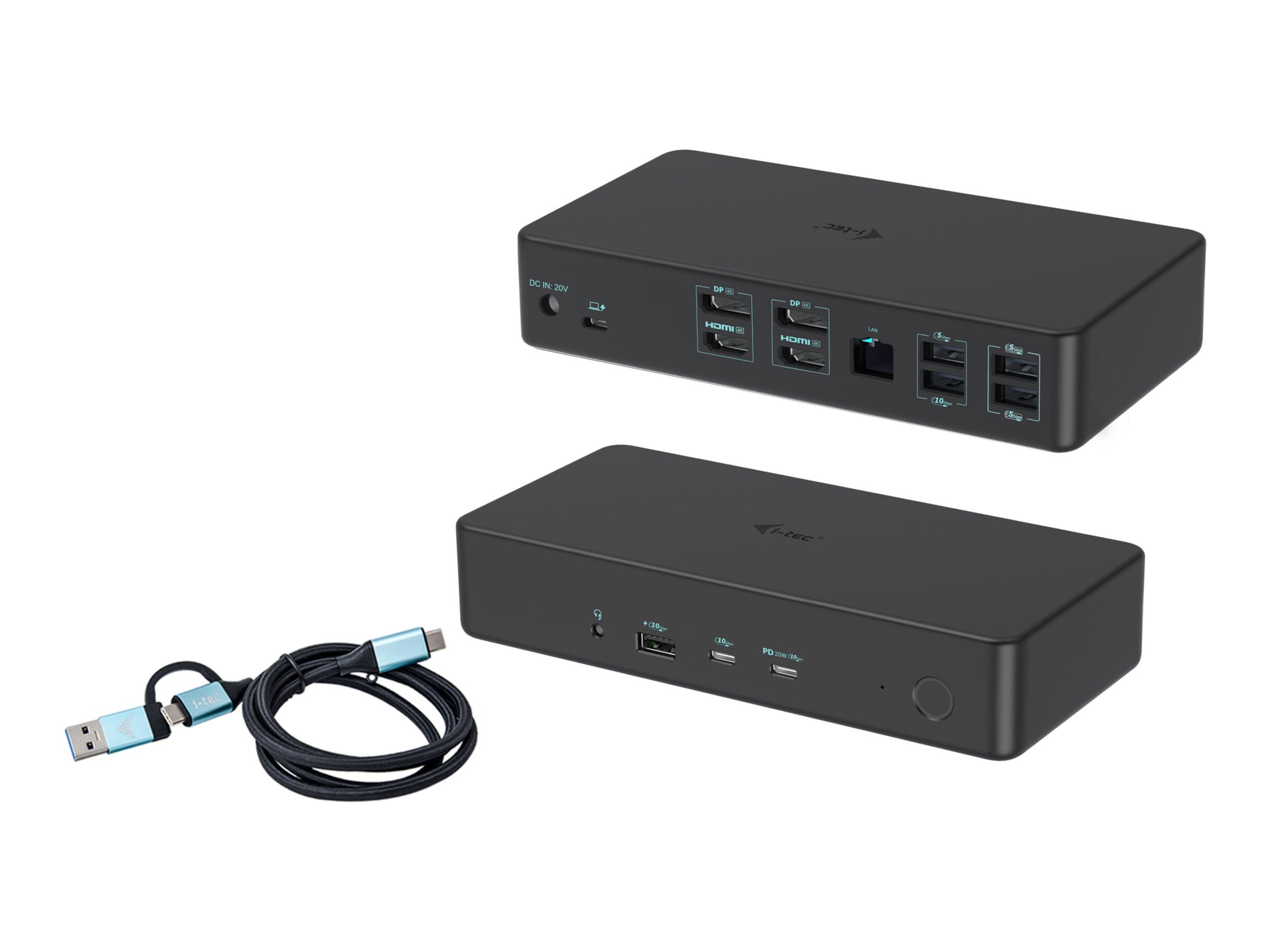I-TEC USB 3.0/USB-C/Thunderbolt 3, Professional, Dual 4K Display Docking Station, Gen2, PD 100W
