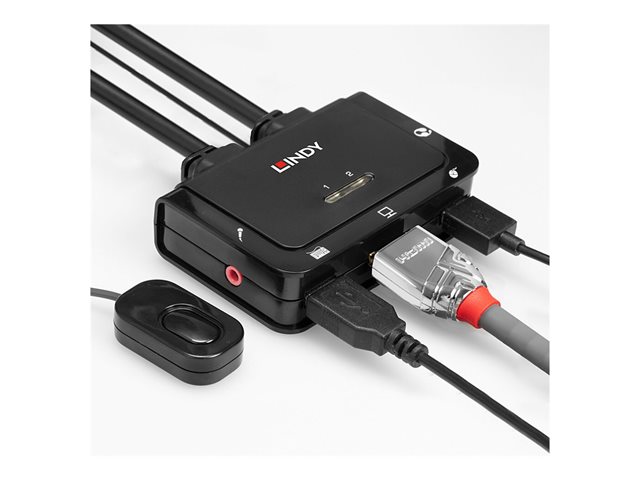 LINDY 2 Port HDMI 18G USB KVM Switch