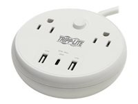Tripp Lite Safe-IT 57W 2-Outlet Surge Protector - 5-15R Outlets, 3 USB Ports, 8 ft. (2.4 m) Cord, 300 Joules, Antimicrobial Protection, White