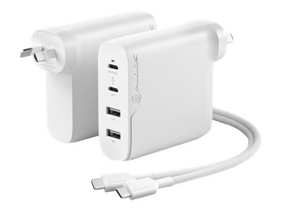 ALOGIC Rapid Power 4X100 power adapter USB-C USB 100 Product shot Right-angle 79250