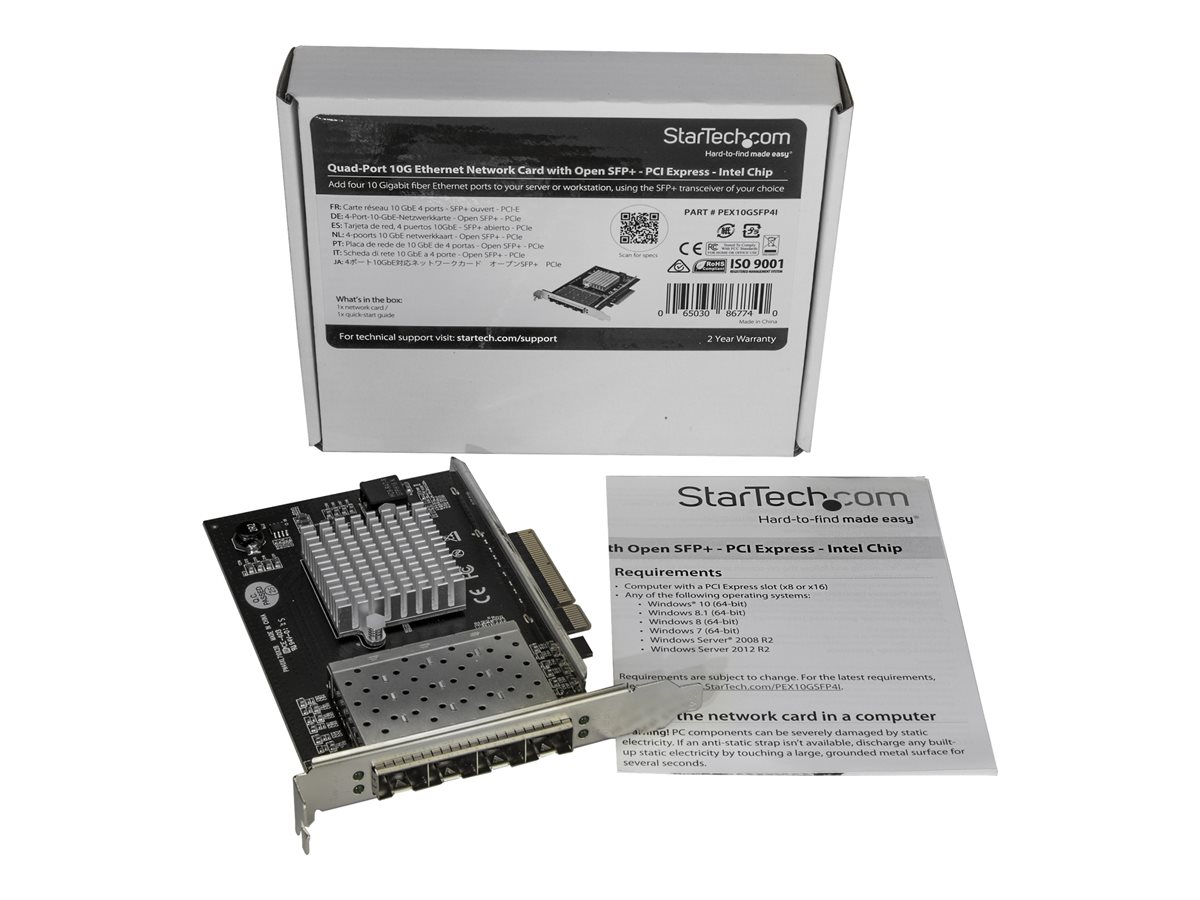 StarTech.com Quad Port 10G SFP+ Network Card, Intel XL710 Open SFP+ Converged Adapter, PCIe 10 Gigabit Ethernet Server NIC, 10GbE Fiber Optic LAN Card Dell PowerEdge HPE ProLiant, NIC Card - 10Gb SFP+ NIC Card (PEX10GSFP4I) - síťový adaptér - PCIe x8 - 10 Gigabit SFP+ x 4 – foto 2