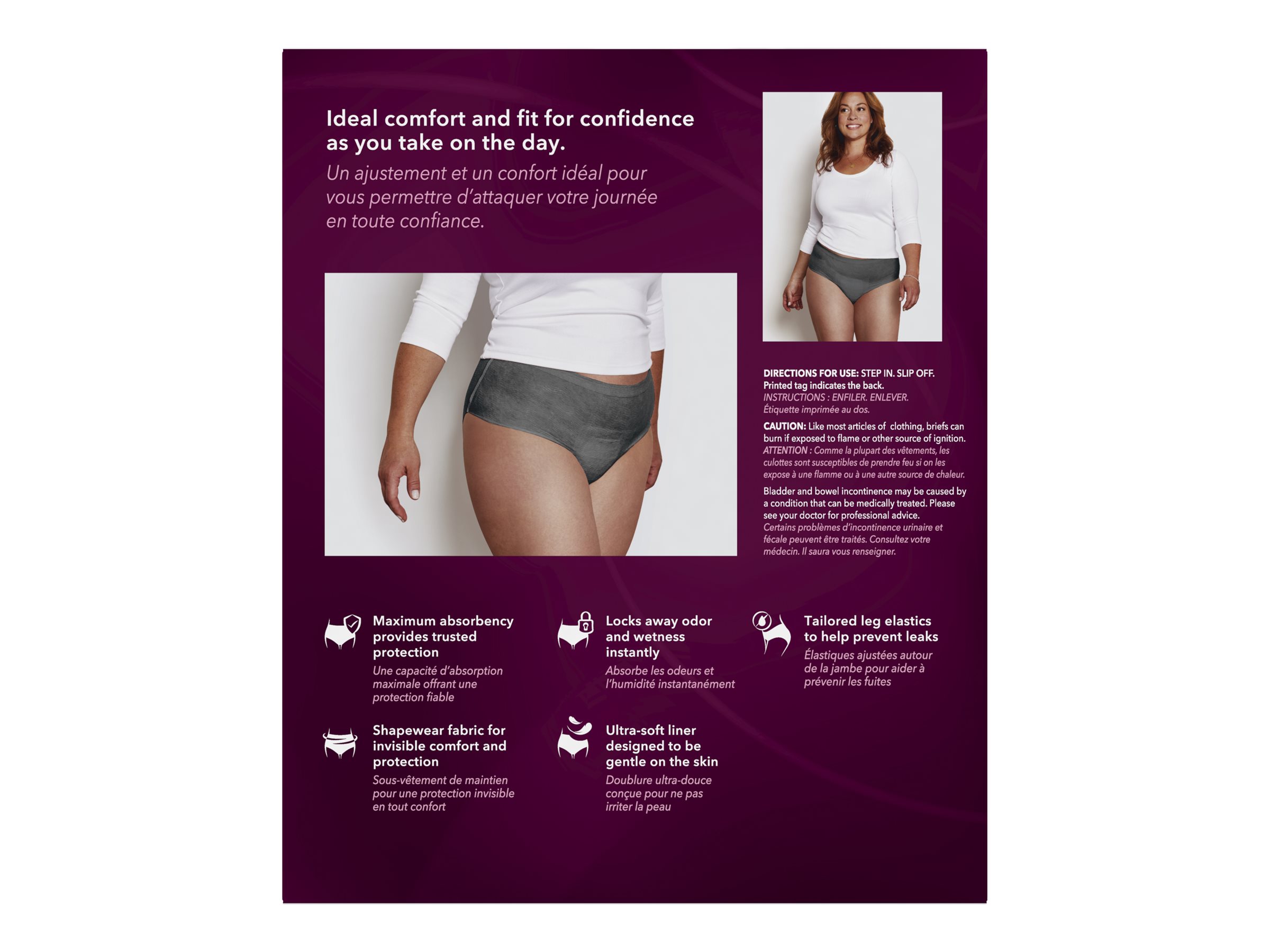 Depend Silhouette Maximum Absorbency M Black Pink & Berry Incontinence  Underwear, 14 ct - Baker's