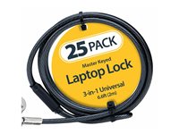 Startech 25-Pack Universal Laptop Lock 6.6ft (2m), Master Keyed Locking Cable, Computer Security, Compatible w/Noble Wedge/Na