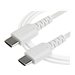 StarTech.com 2m USB C Charging Cable, Durable Fast Charge & Sync USB 2.0 Type C to USB C Laptop Charger Cord, TPE Jacket Aramid Fiber M/M 60W White, Samsung S10, S20 iPad Pro MS Surface - Image 1: Main