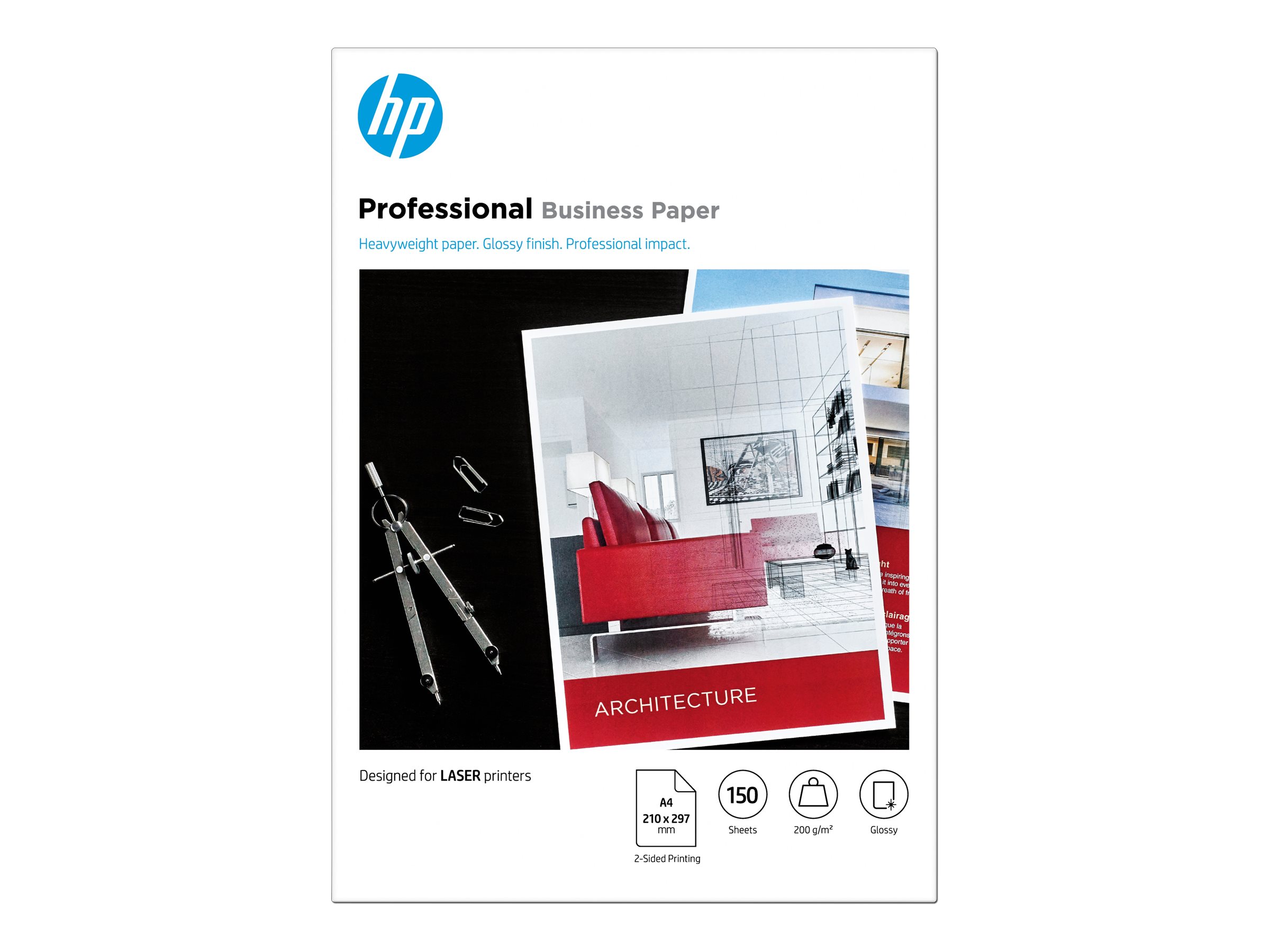 HP Professional Glossy Paper - Gl?nzend - A4 (210 x 297 mm) - 200 g/m? - 150 Blatt Fotopapier - f?r Laser MFP 13X; LaserJet Managed Flow MFP E87660; Neverstop 1001; Neverstop Laser MFP 12XX