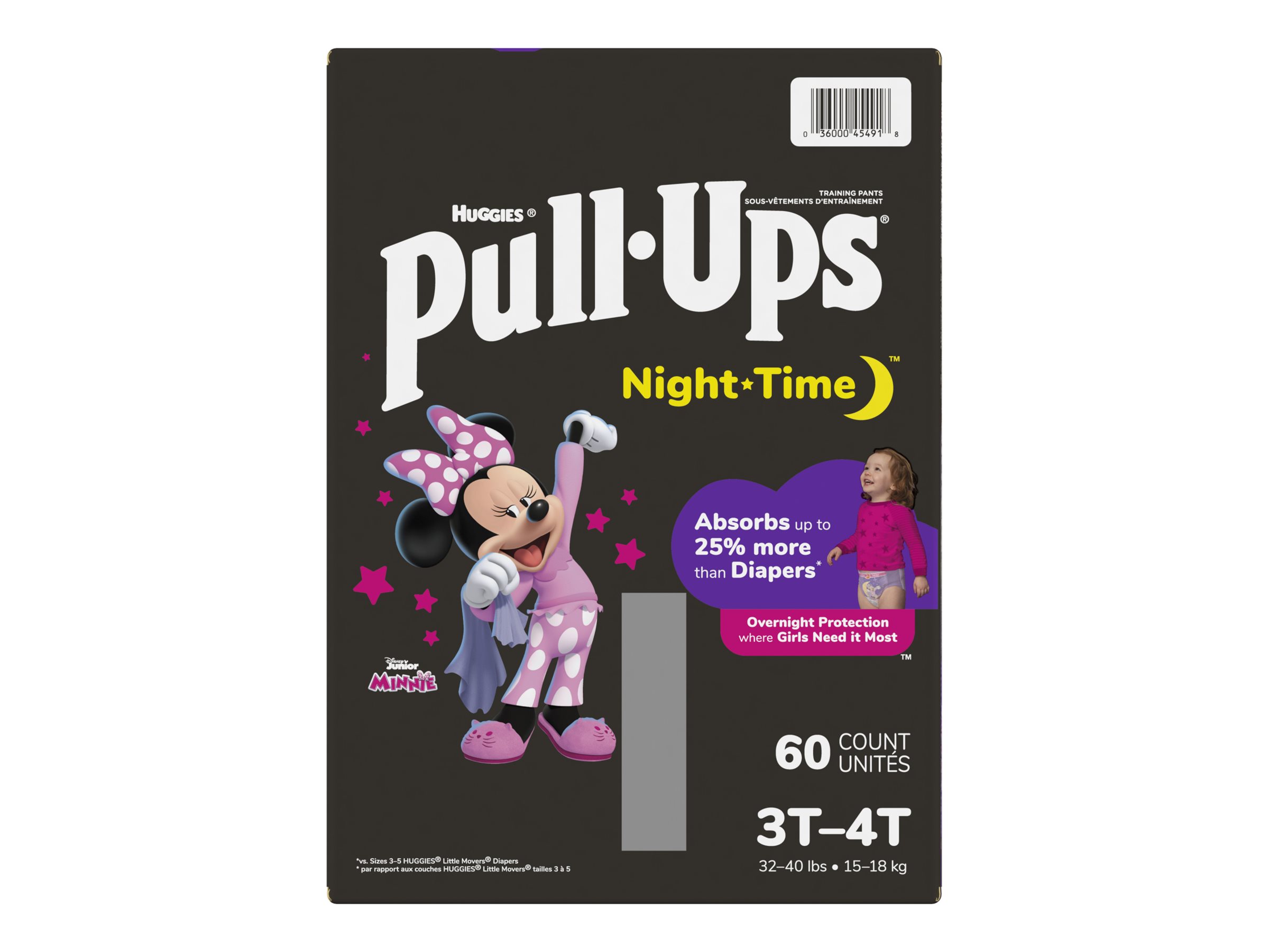 Pull-Ups Girls' Night-Time Training Pants, 3T-4T (32-40 lbs), 60 Ct (Select  for More Options) 