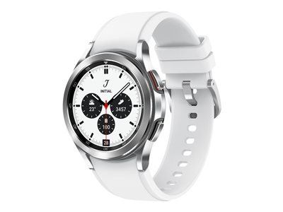 Samsung Galaxy Watch4 Classic 42 mm silver smart watch with ridge sport band 