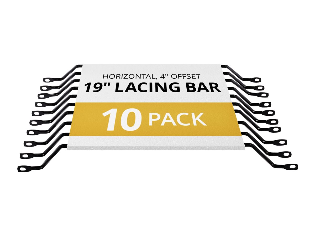 Startech Horizontal Lacing Bar w/ 4 inch Offset at 75 Degrees- Server Rack Cable Management- 19" Network Rack-Mount Cord Organizer- 10pk (CMLB104)