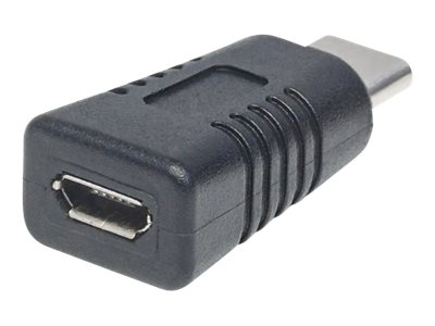 Manhattan USB-C to Micro-USB Adapter, Male to Female, 5 Gbps (USB 3.2 Gen1 aka USB 3.0), SuperSpeed USB, Black, Lifetime Warranty, Polybag