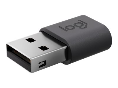 Logitech USB-C adapter USB Type A to 24 pin Product shot Left-angle 79150